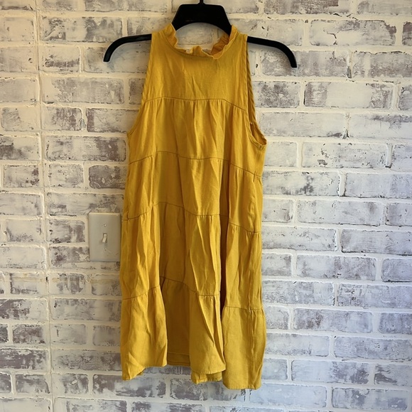 Bundle of 2 Women’s High Neck Mini Tiered Spring Dresses Green Yellow Size Small - Picture 6 of 10